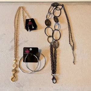 Paparazzi lanyard bundle & large hoop earrings